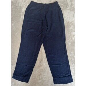Banana Republic Linen Blend Tapered High Rise Pants Womens S Navy Ankle Coastal